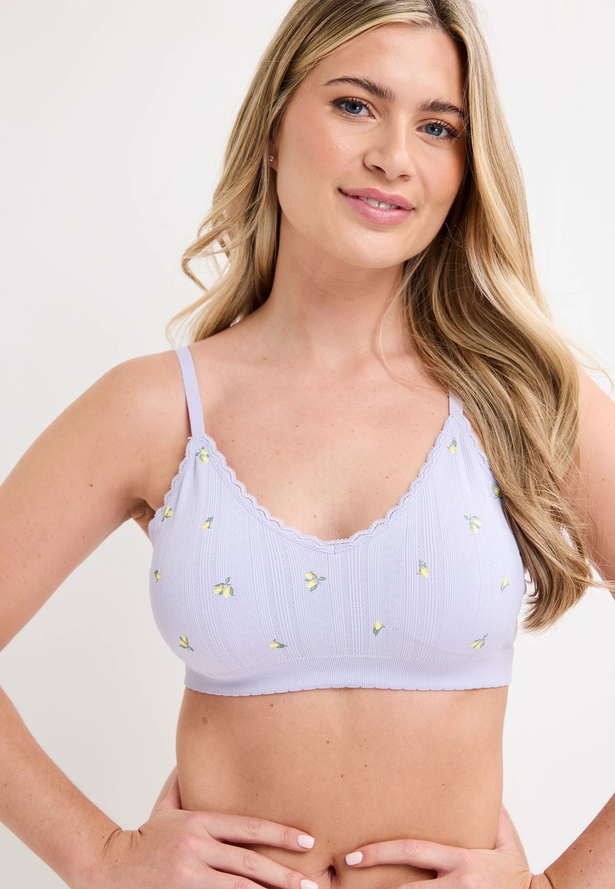 Womens Lilac Lemon Pointelle Seamless Comfort Bra