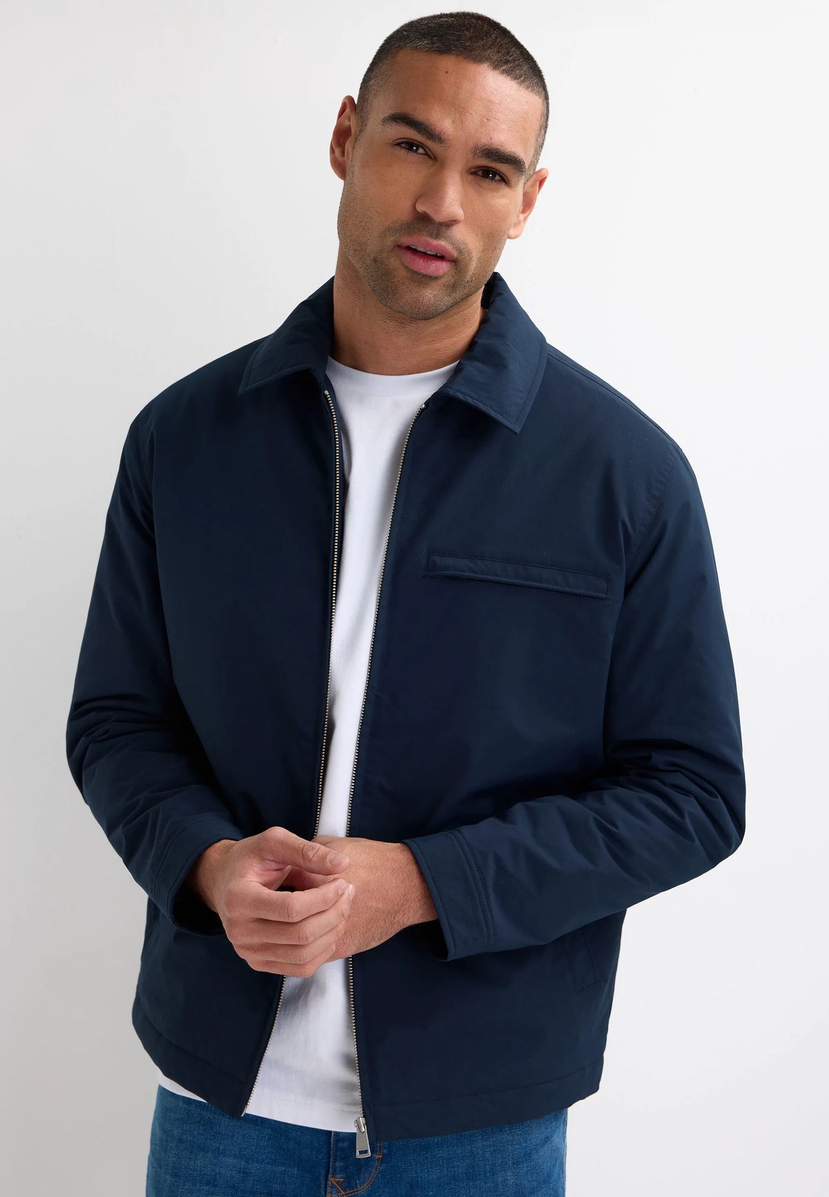 Mens Navy Lightly Padded Jacket
