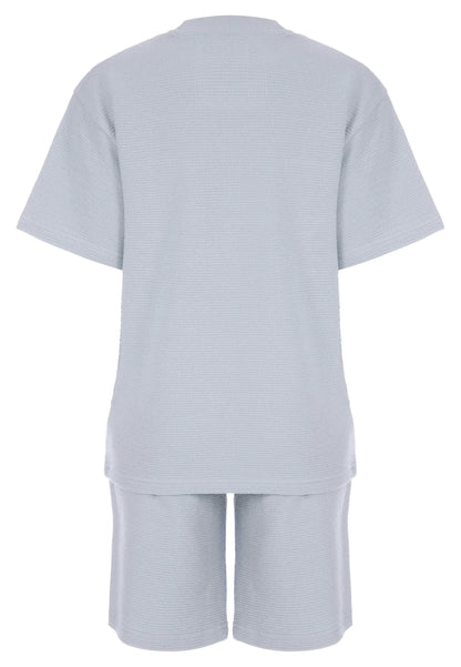 Older Boys Blue Textured T-Shirt & Shorts Set