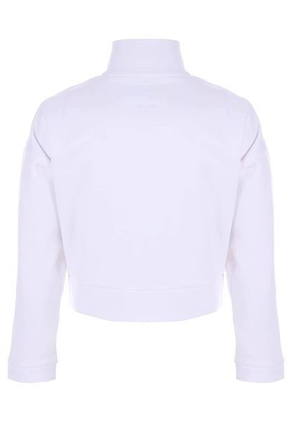 Older Girls White Side Stripe Zip Through Sweatshirt