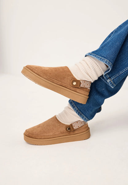 Womens Mid Brown Slingback Clogs