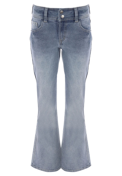 Older Girls Blue Double Button Bootcut Jeans