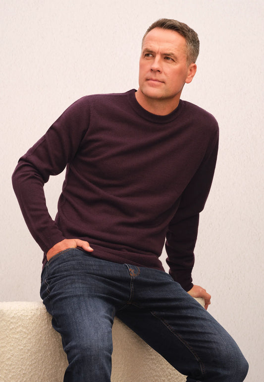 Mens Plum Soft Touch Crew Neck Jumper