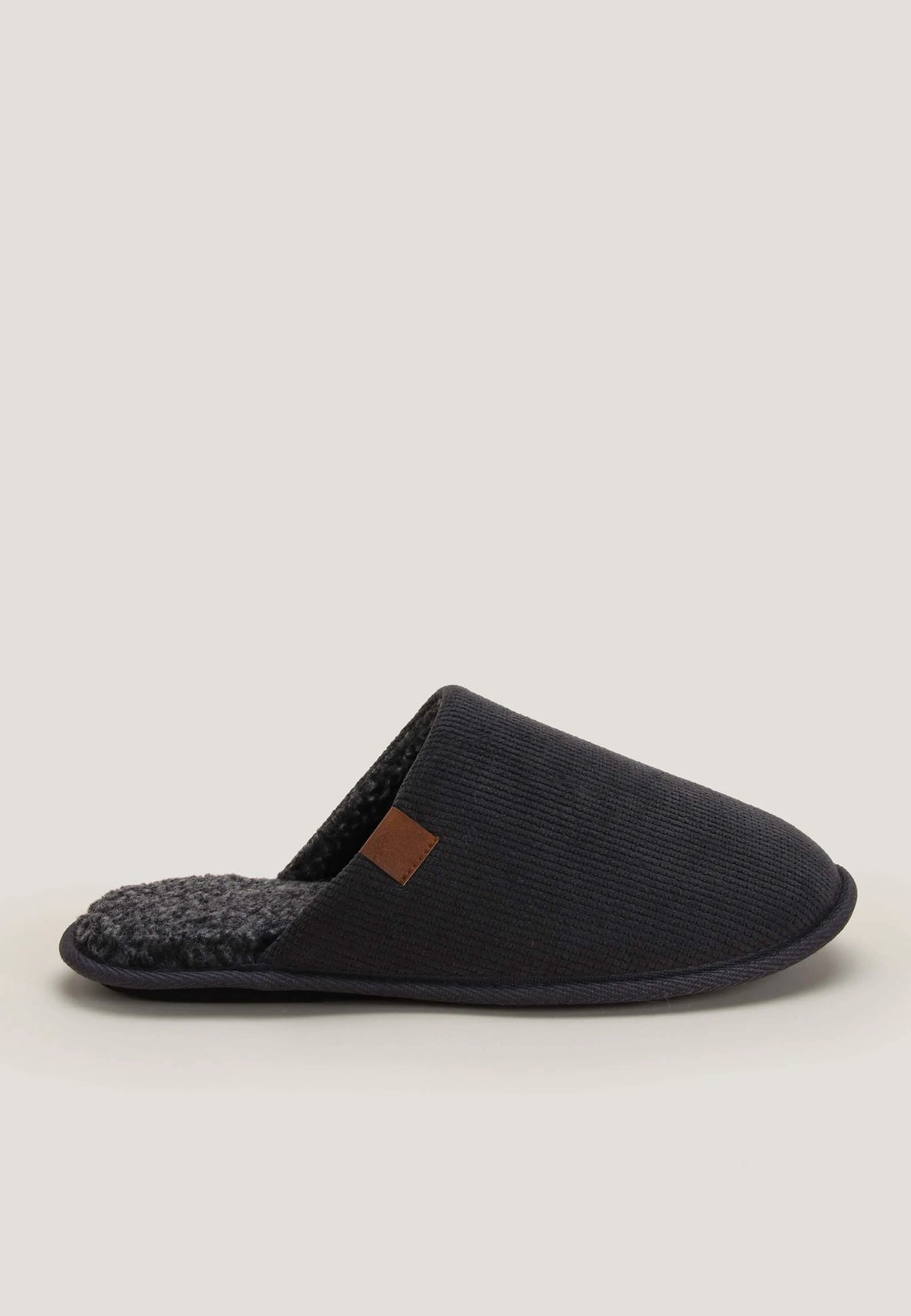 Mens Grey Woven Premium Mule Slippers
