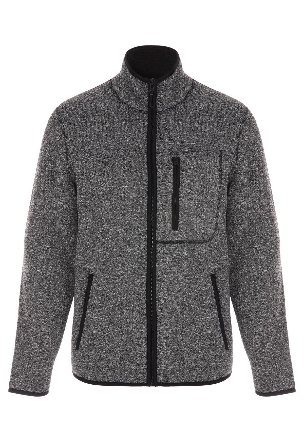 Mens Charcoal Sherpa Zip Through Sweatshirt