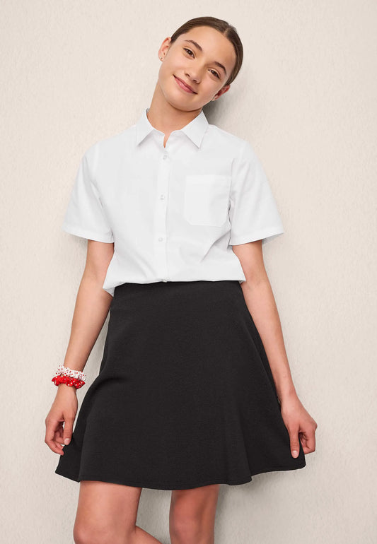Older Girls Black Textured Skater School Skirt