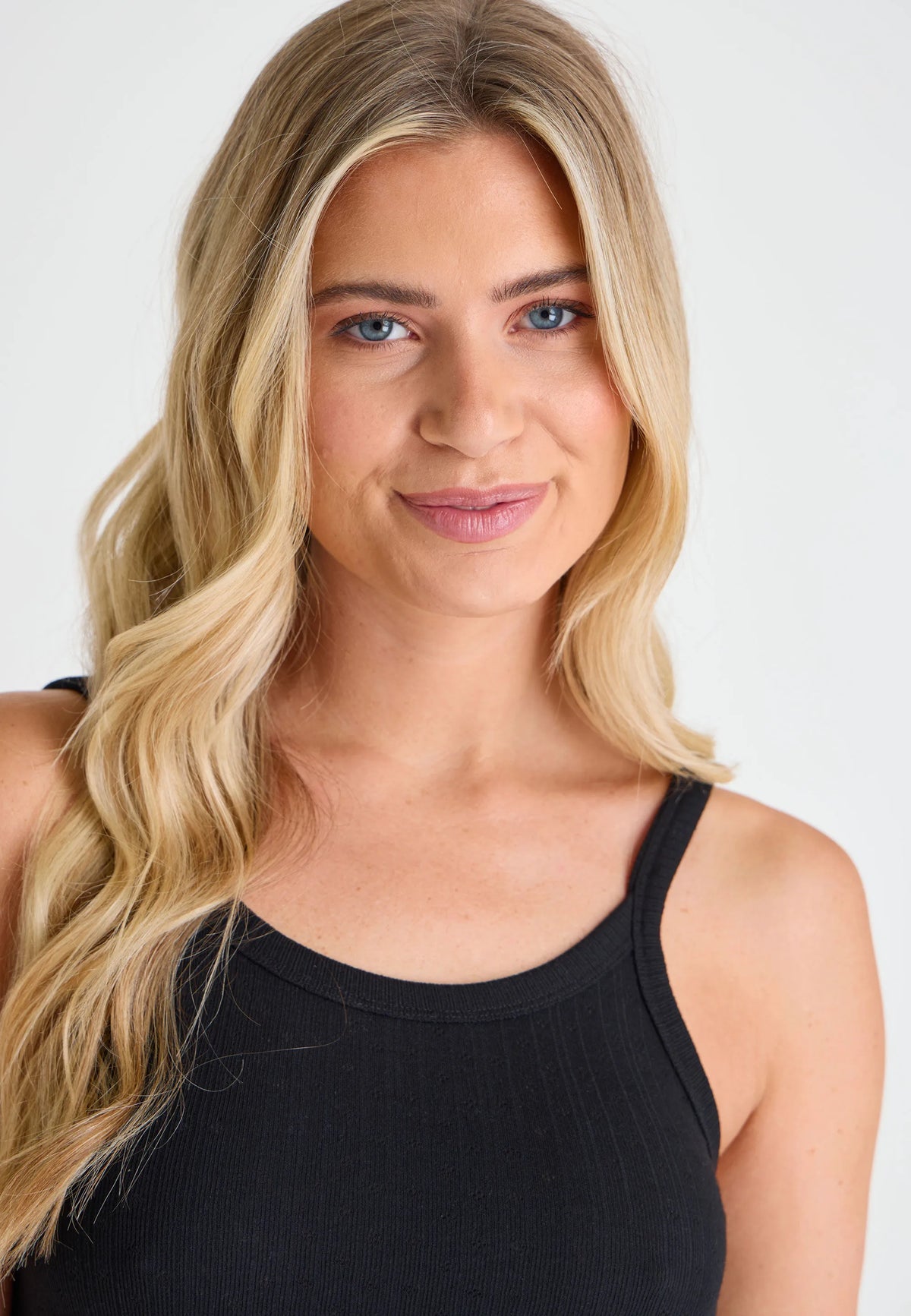 Womens Black Pointelle Strappy Thermal Cami Vest