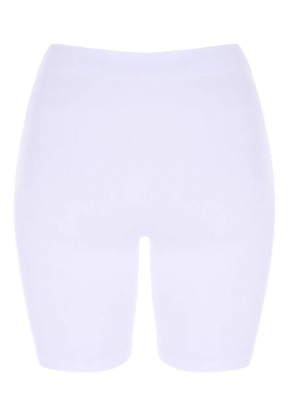 Womens White Ribbed Control Cycling Shorts