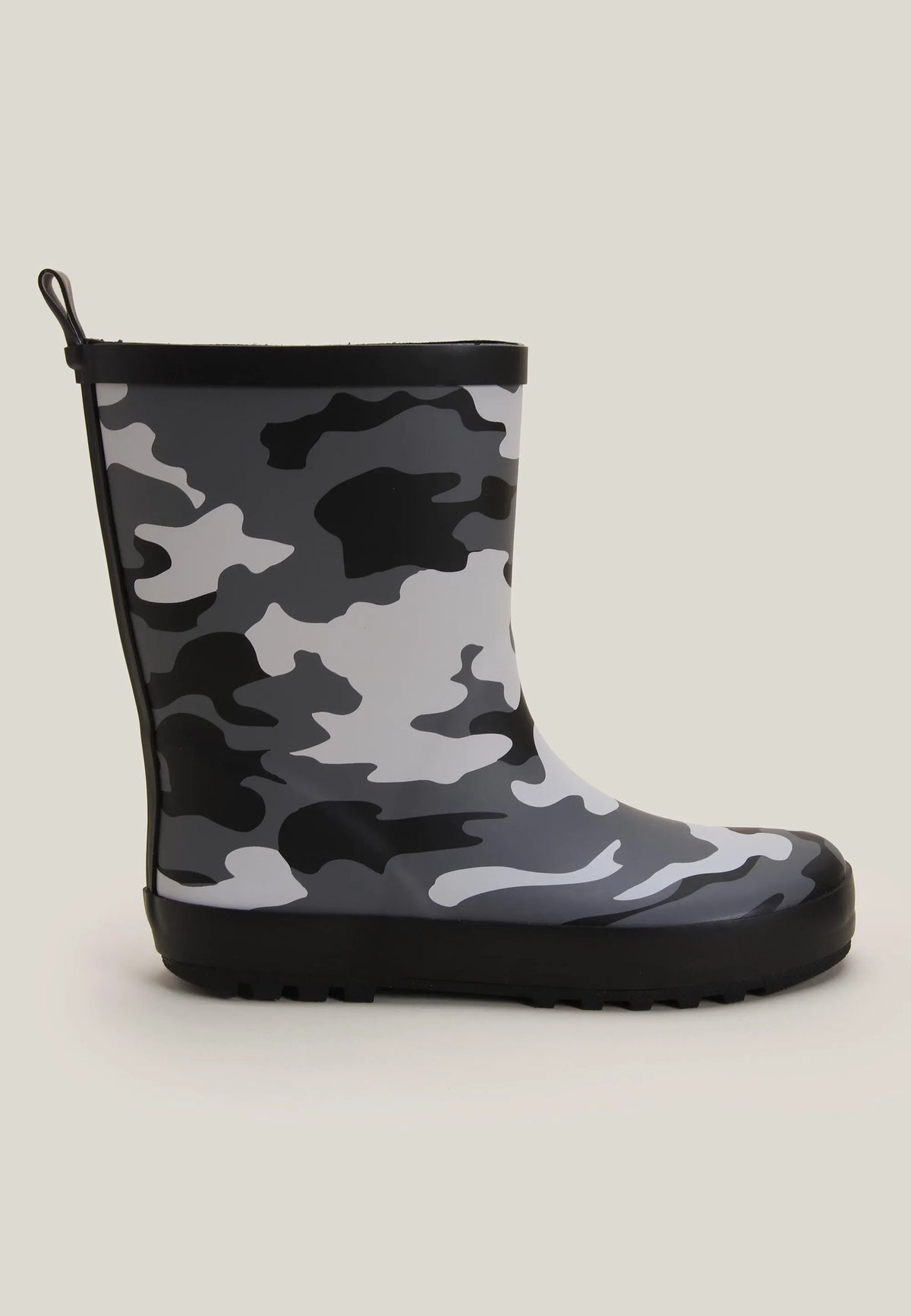 Boys Grey Camo Print Wellies