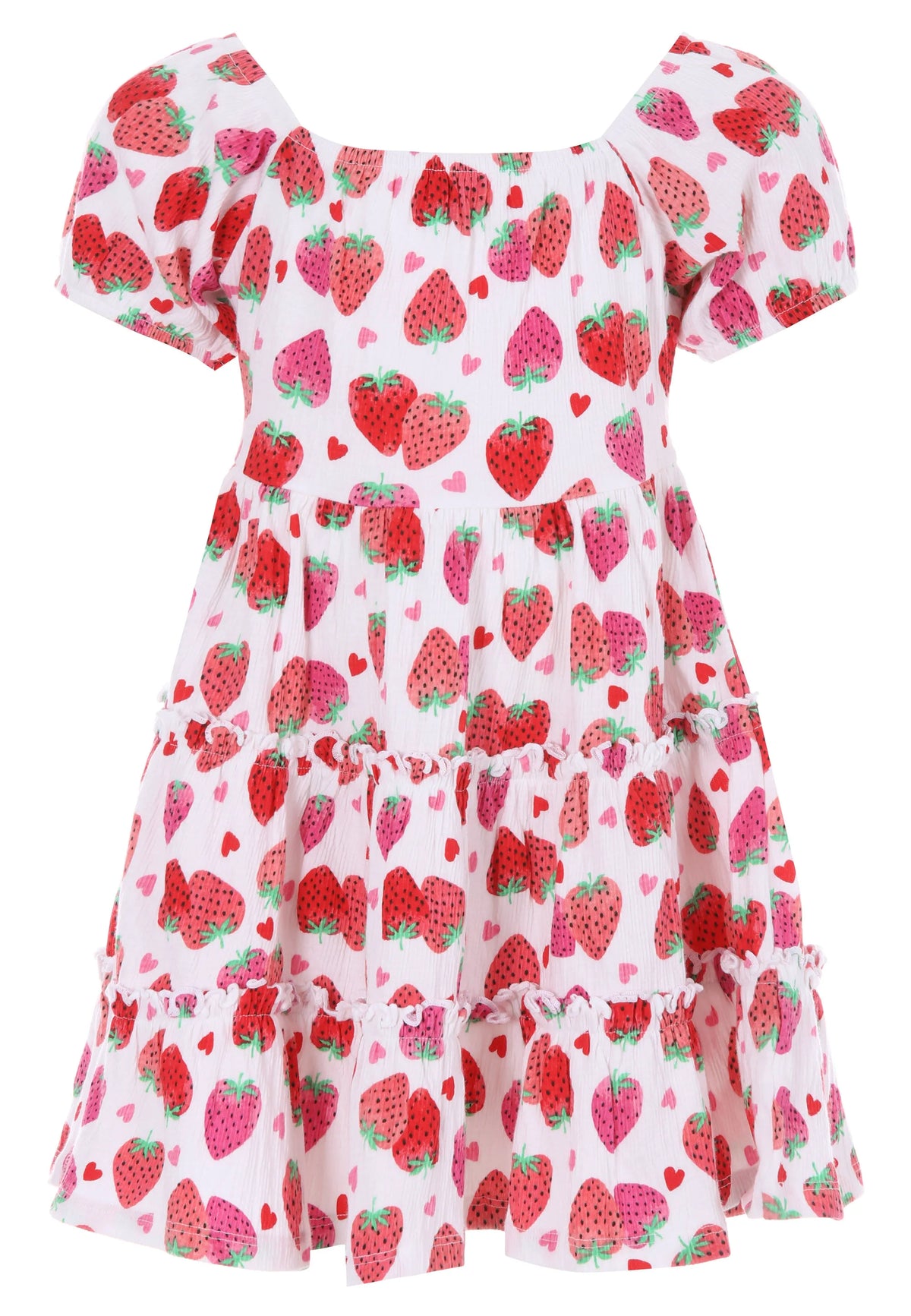 Younger Girls Red Strawberry Tiered Dress