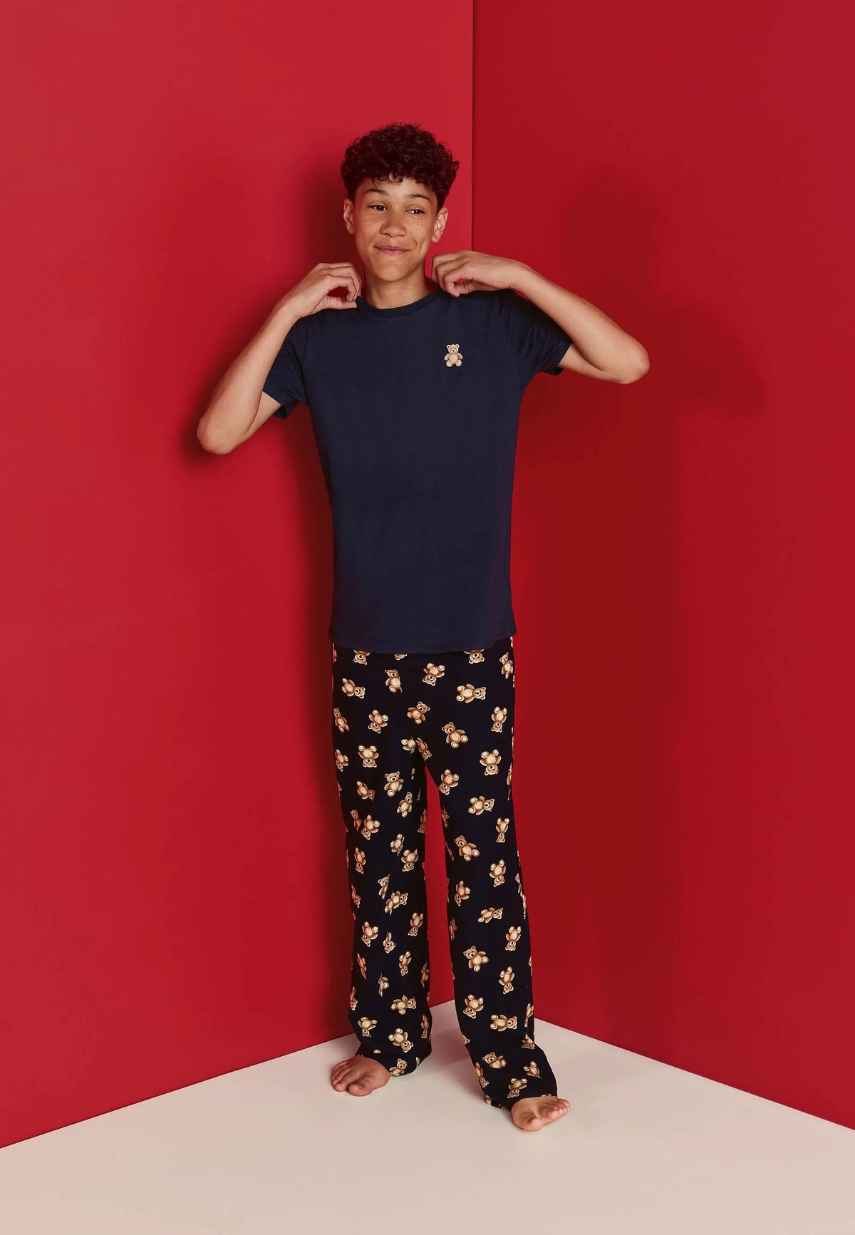 Boys Navy Bear Print Family Pyjama Set