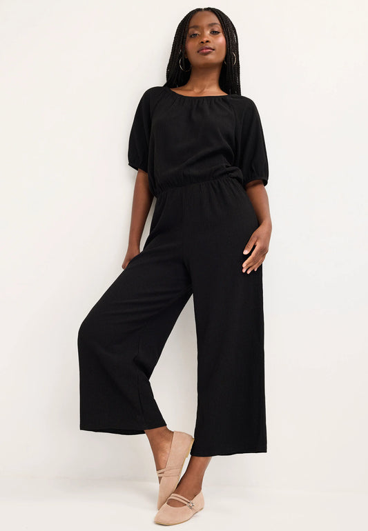 Womens Black Square Neck Jumpsuit