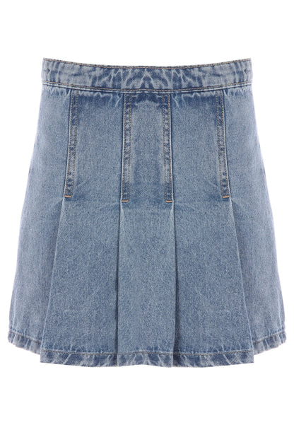 Older Girls Blue Pleated Mini Skirt