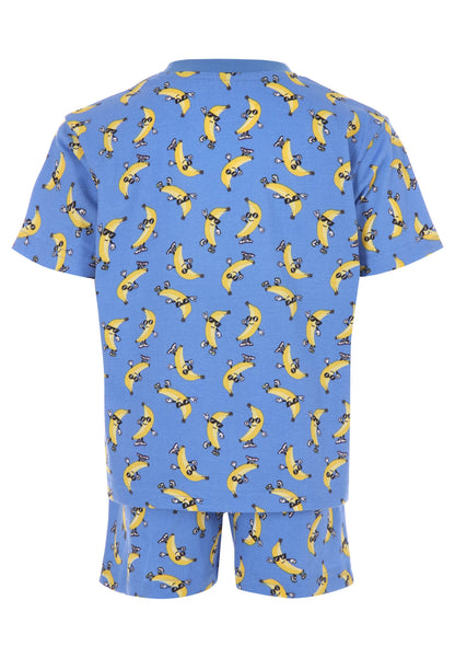 Younger Boys Blue Banana Shorts Pyjama Set
