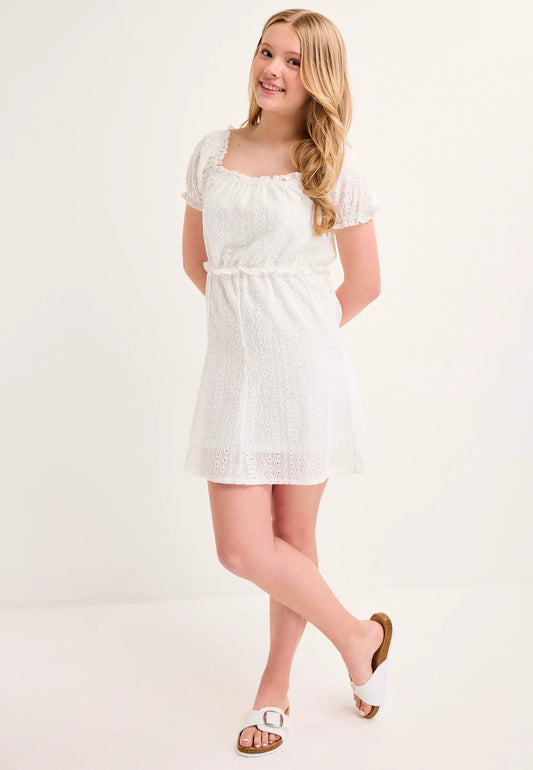 Older Girls White Crochet Dress