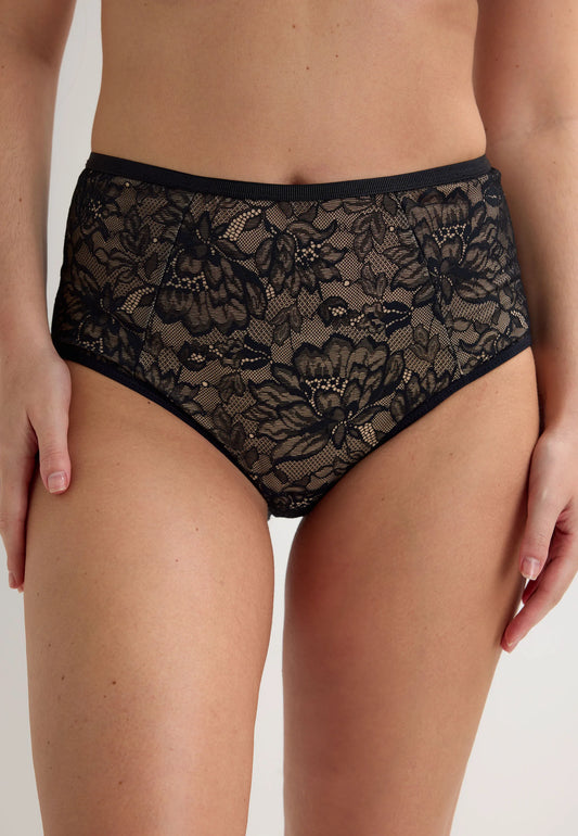 Womens Black Lace Seamless Control Briefs