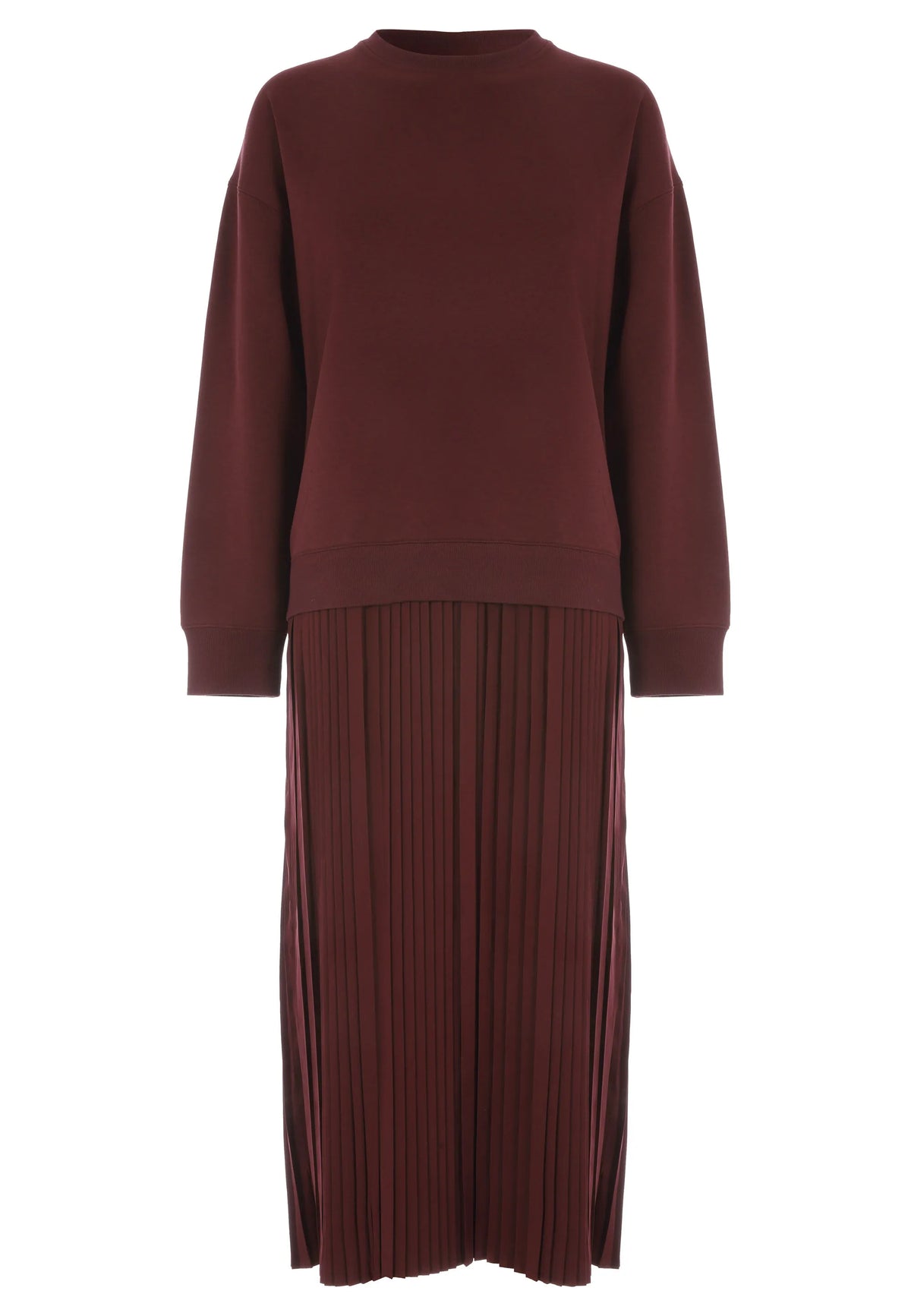 Womens Burgundy 2 in 1 Sweatshirt Dress