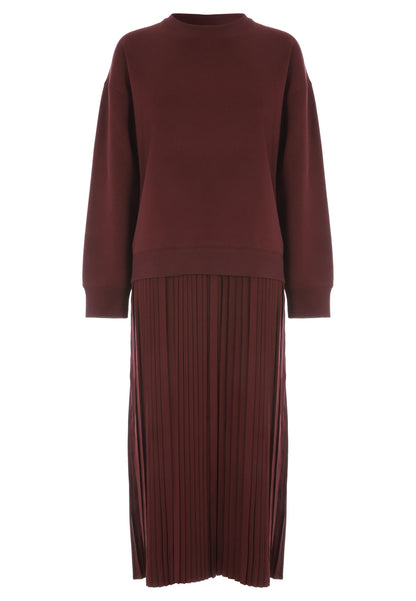 Womens Burgundy 2 in 1 Sweatshirt Dress