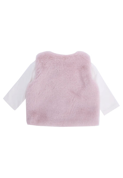 Baby Girls Pink Leopard Gillet Top & Leggings Set