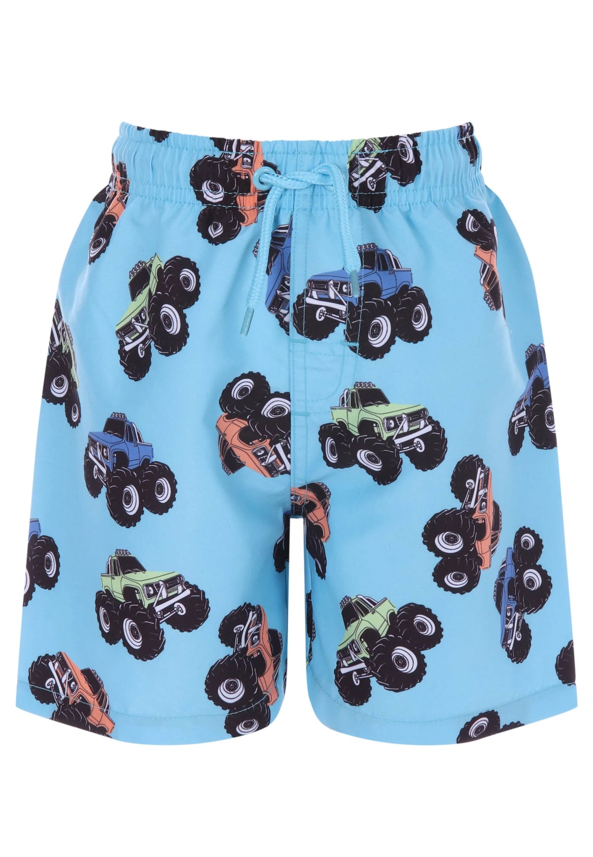 Younger Boys Blue Monster Truck Swim Shorts