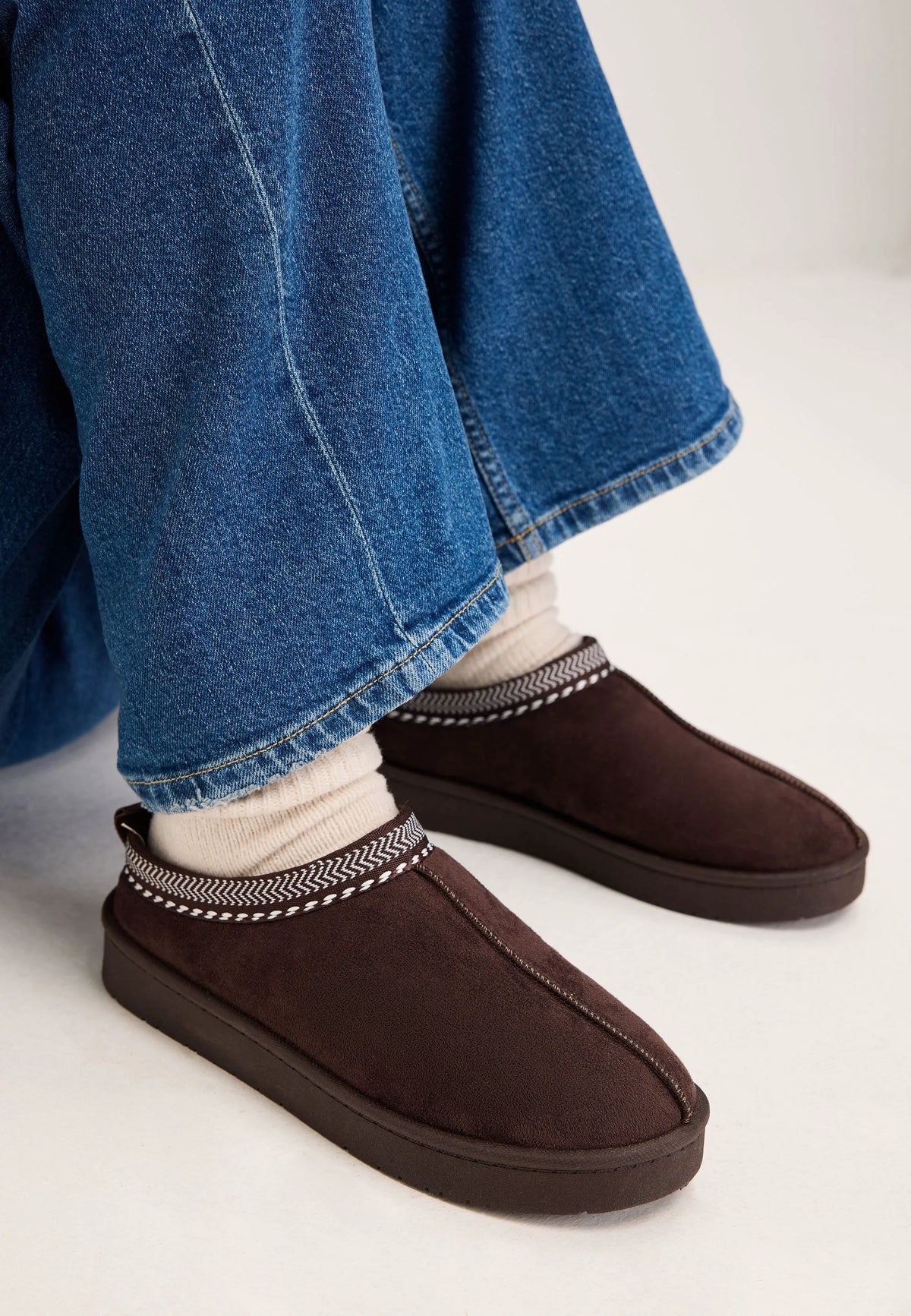 Womens Chocolate Brown Casual Cosy Mules