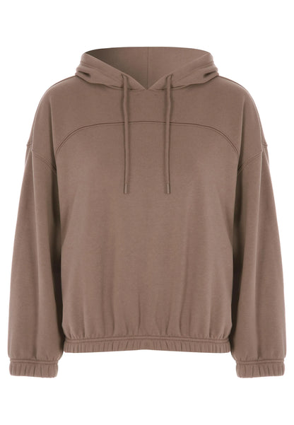 Womens Mocha Bubble Hem Hoodie