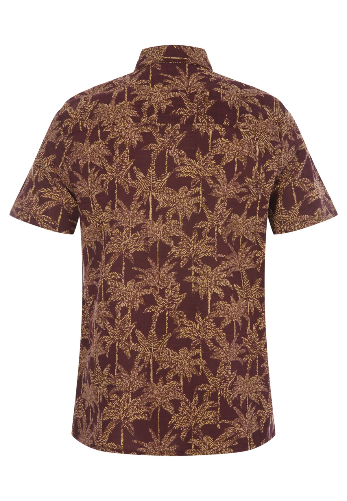 Mens Plum Palm Tree Short Sleeve Shirt
