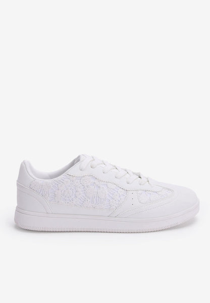 Womens White Retro Lace Trainers
