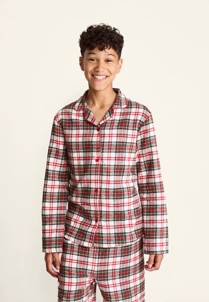Unisex Kids Cream Check Print Cotton Family Pyjama Set