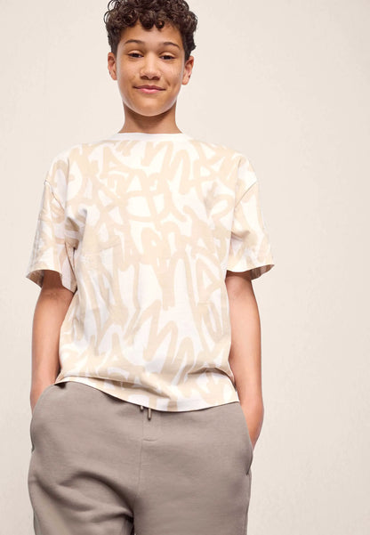 Older Boys Ecru Graffiti Print T-Shirt