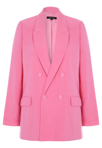 Womens Pink Linen Blend Blazer