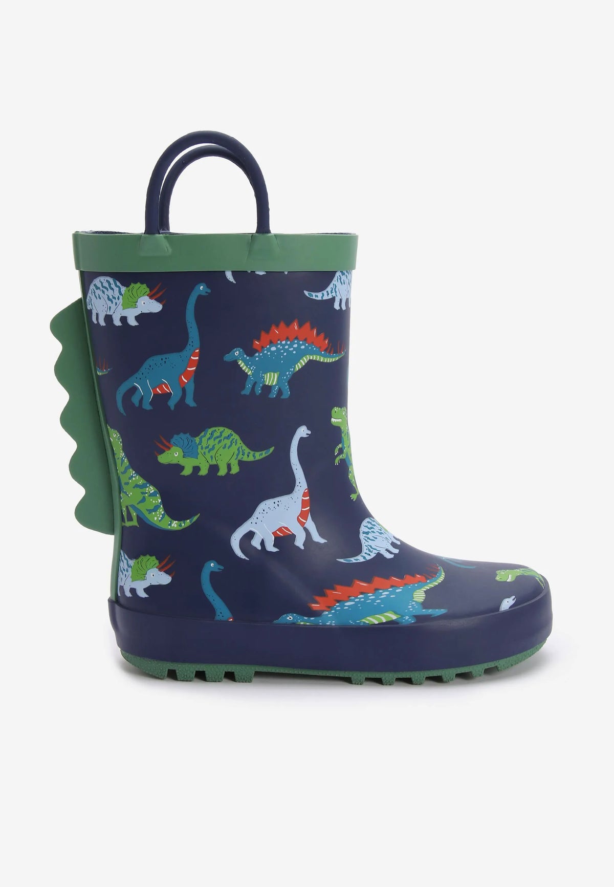 Younger Boys Blue Dinosaur Pull On Wellies