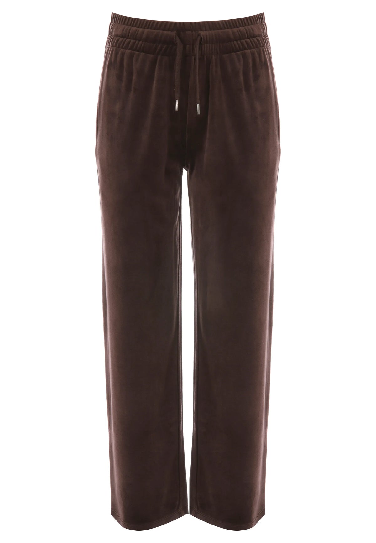 Older Girls Chocolate Brown Velour Wide Leg Joggers