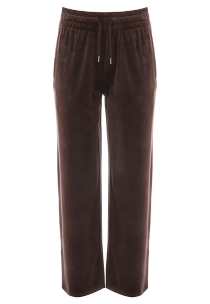 Older Girls Chocolate Brown Velour Wide Leg Joggers