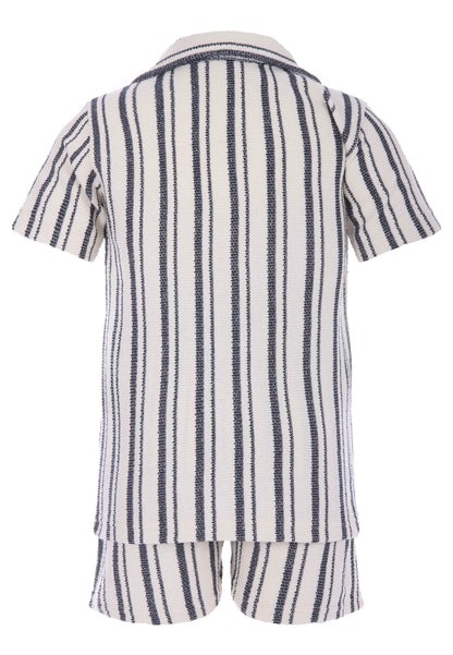 Younger Boys Ecru Stripe Shirt & Shorts Set