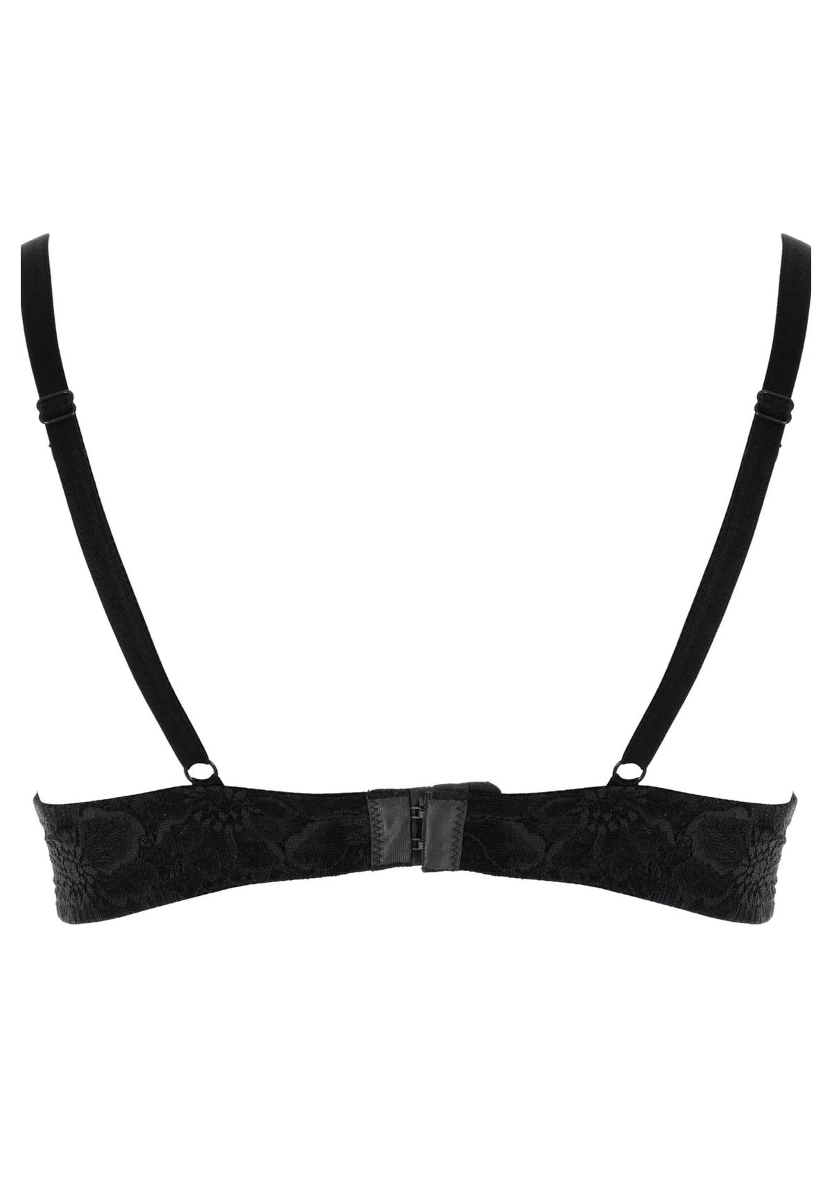 Womens Black Floral Lace Padded Push Up Bra