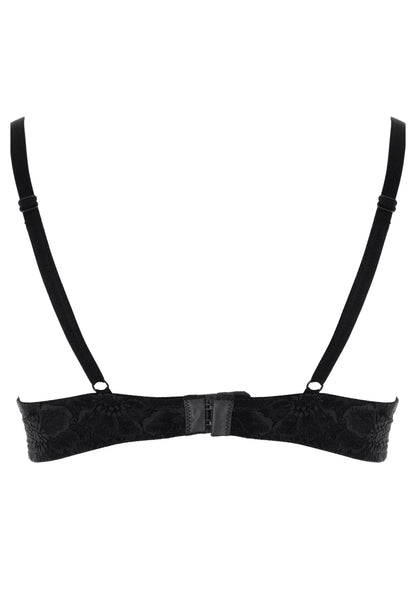 Womens Black Floral Lace Padded Push Up Bra