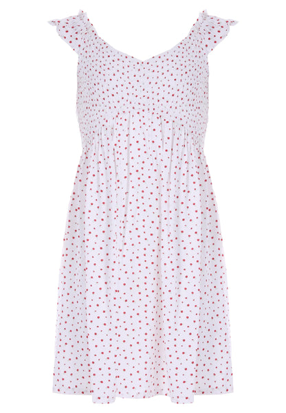 Older Girls White Floral Shirred Top Dress