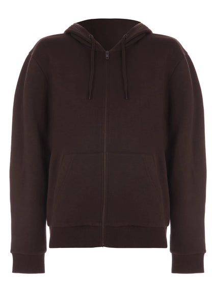 Mens Chocolate Brown Zip Thru Hoodie