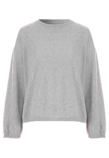 Womens Grey Soft Touch Long Sleeved Pyjama Top