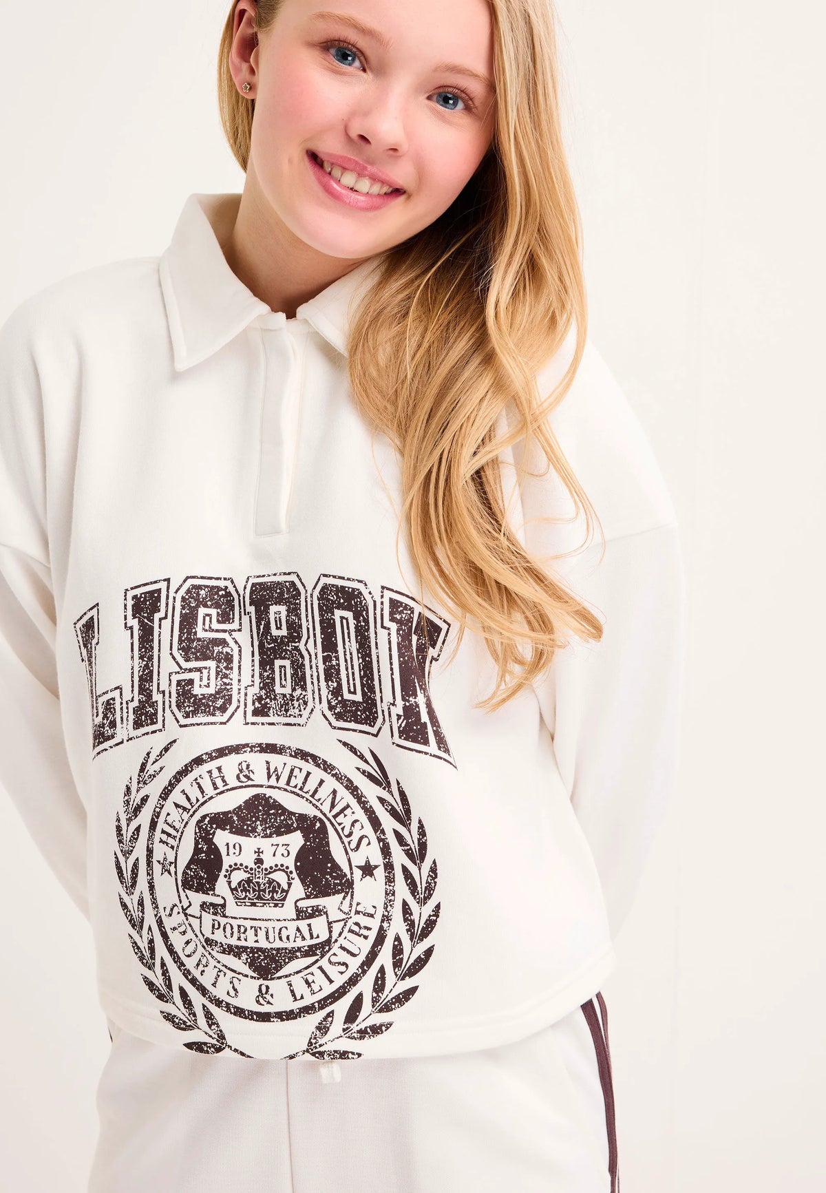 Older Girls Cream Rugby Sweatshirt Top