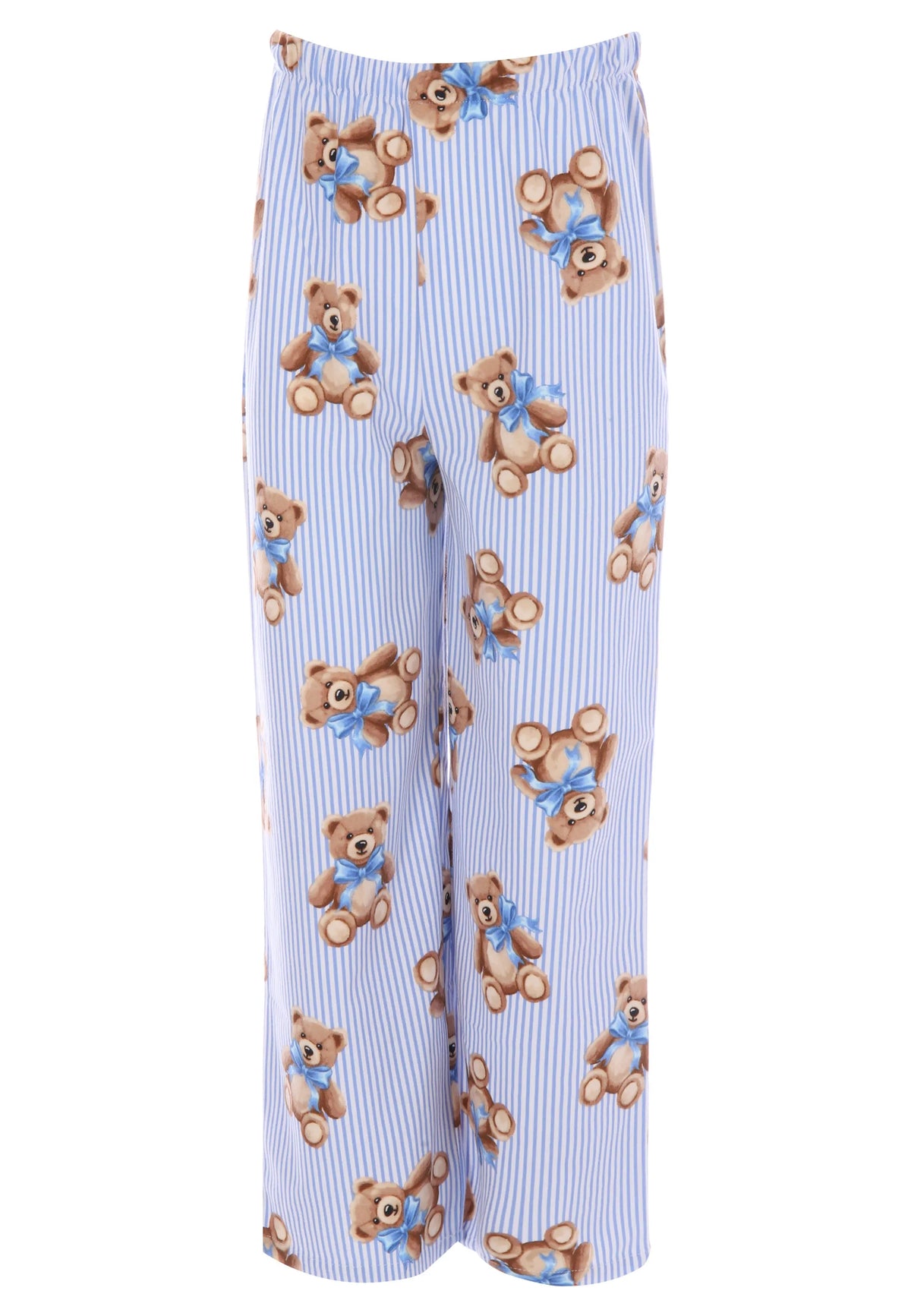 Unisex Kids Blue Stripe Bear Print Family Pyjama Set