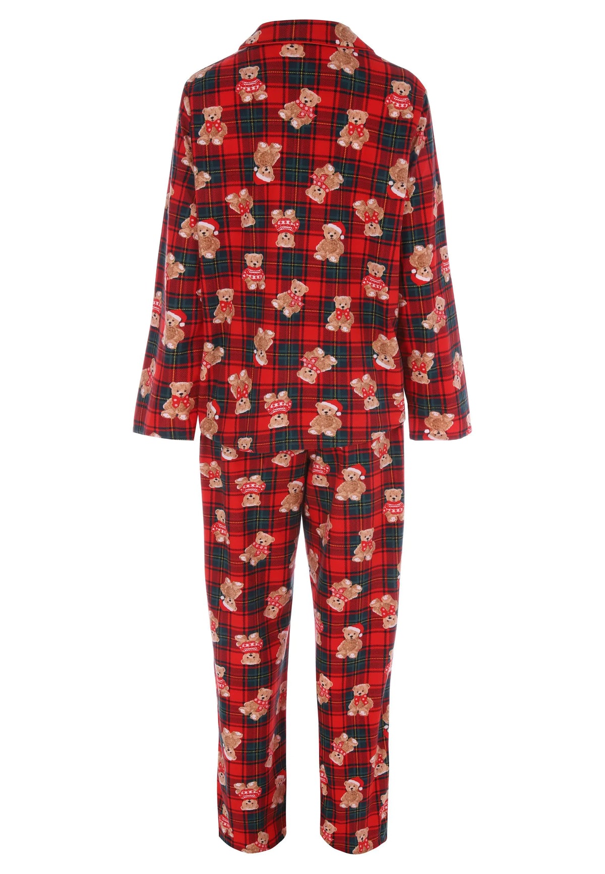 Womens Red Check Teddy Bear Family Pyjama Set