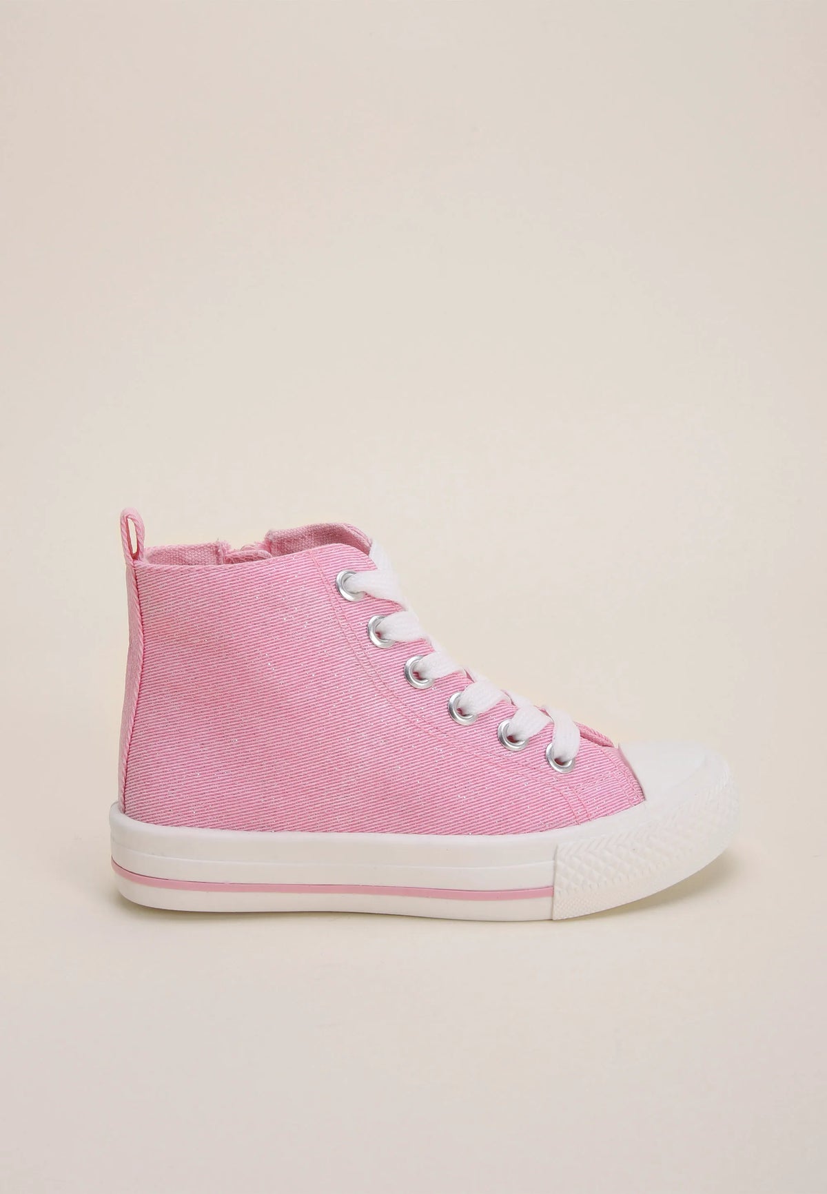 Younger Girls Pink Shimmer High Top Trainers