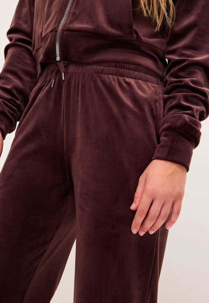 Older Girls Chocolate Brown Velour Wide Leg Joggers