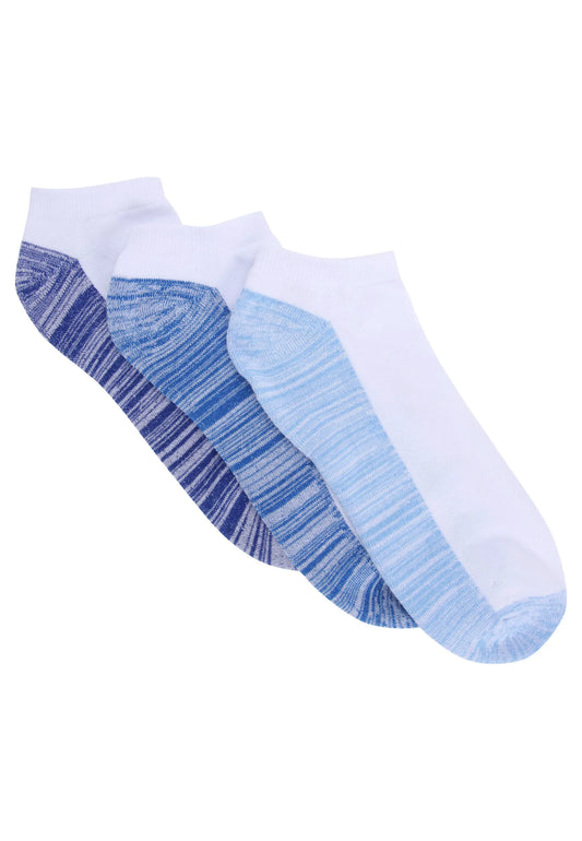 Mens 3pk Blue Stripe Cushioned Sole Trainer Socks