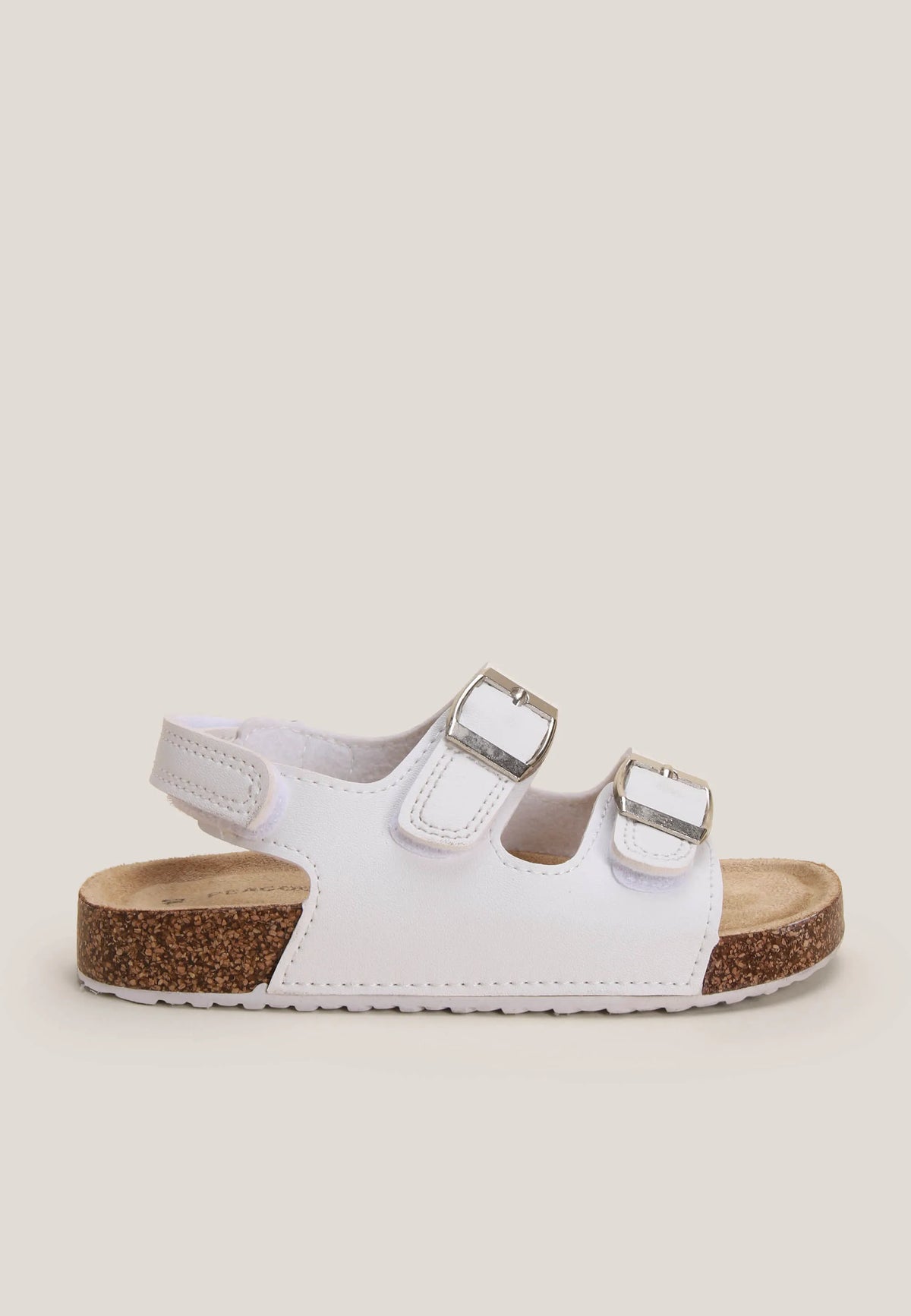 Girls White Double Buckle Footbed Sandals