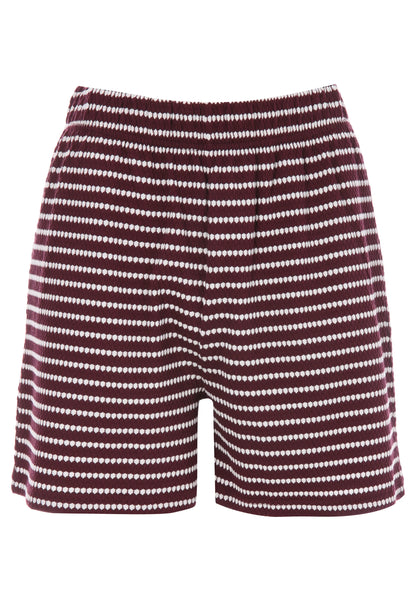 Womens Burgundy Stripe Textured Shorts