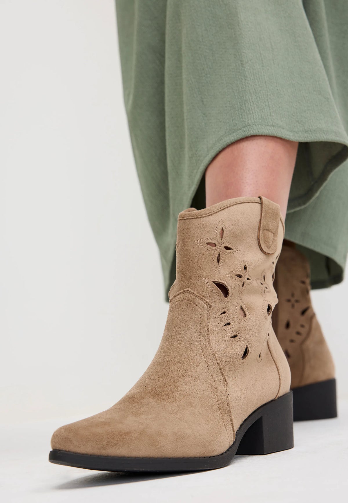 Womens Natural Western Tall Ankle Boots
