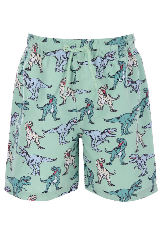 Younger Boys Green Dinosaur Swim Shorts